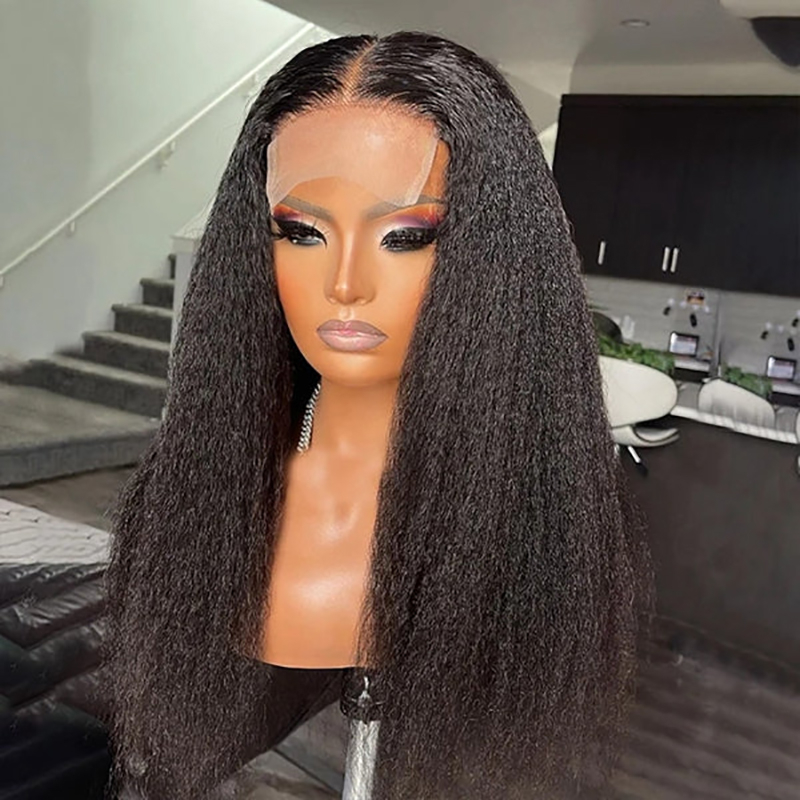 Kinky Straight 4x4 5x5 6x6 7x7 Transparent Closure Wig - 图片 3